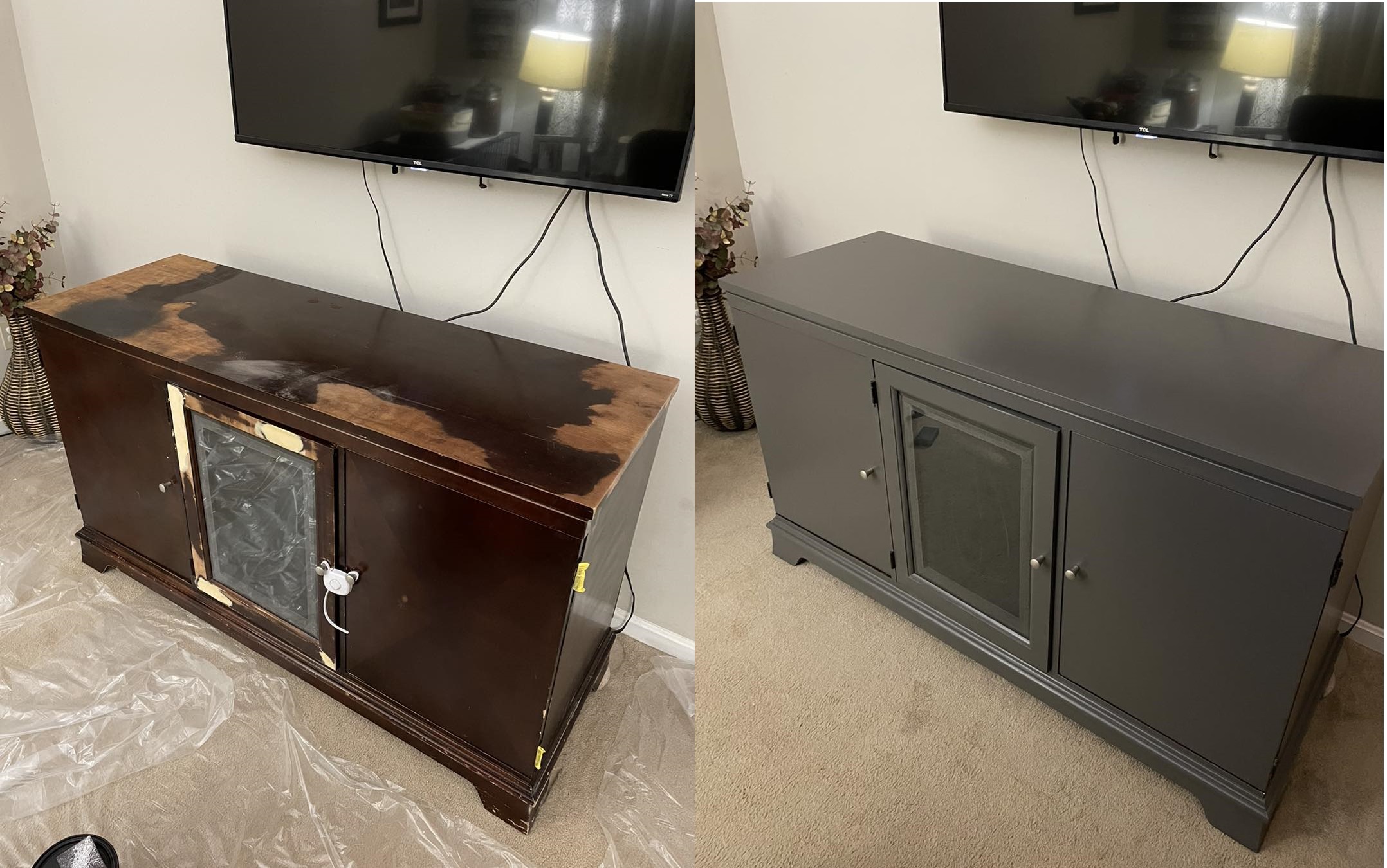 Front cabinets before and after